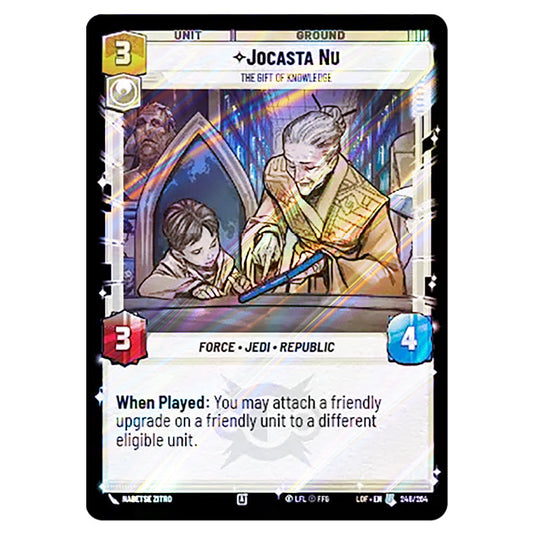 Jocasta Nu The Gift of Knowledge card from the Star Wars Unlimited set Legends of the Force