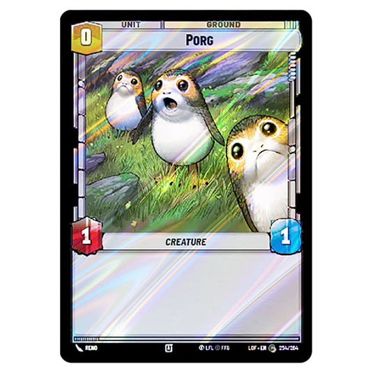 Porg card from the Star Wars Unlimited set Legends of the Force
