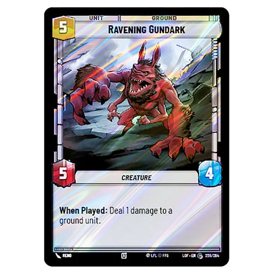 Ravening Gundark card from the Star Wars Unlimited set Legends of the Force