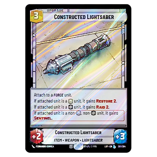 Constructed Lightsaber card from the Star Wars Unlimited set Legends of the Force