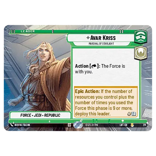 Avar Kriss Marshal of Starlight card from the Star Wars Unlimited set Legends of the Force