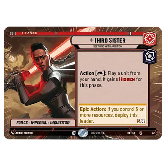 Third Sister Seething With Ambition card from the Star Wars Unlimited set Legends of the Force
