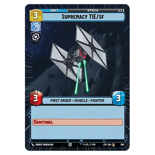 Supremacy TIE/sf card from the Star Wars Unlimited set Legends of the Force