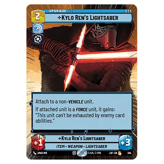 Kylo Ren's Lightsaber card from the Star Wars Unlimited set Legends of the Force