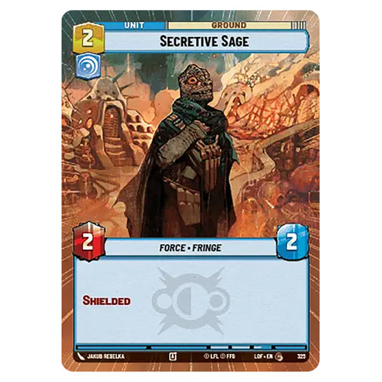 Secretive Sage card from the Star Wars Unlimited set Legends of the Force