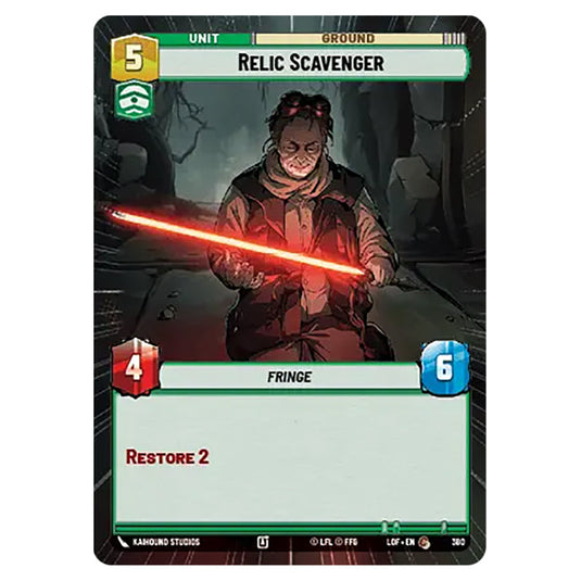Relic Scavenger card from the Star Wars Unlimited set Legends of the Force