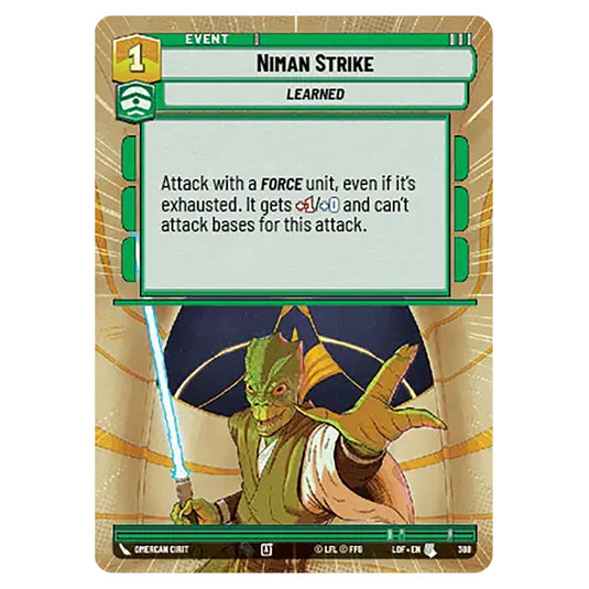 Niman Strike card from the Star Wars Unlimited set Legends of the Force