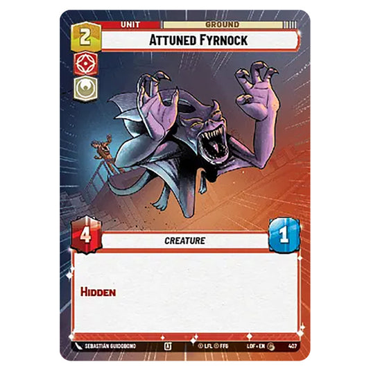 Attuned Fyrnock card from the Star Wars Unlimited set Legends of the Force