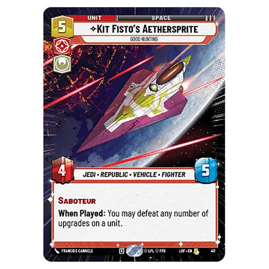 Kit Fisto's Aethersprite Good Hunting card from the Star Wars Unlimited set Legends of the Force