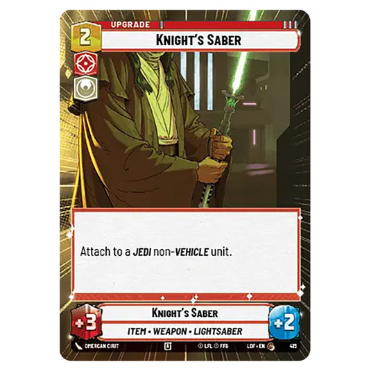 Knight's Saber card from the Star Wars Unlimited set Legends of the Force