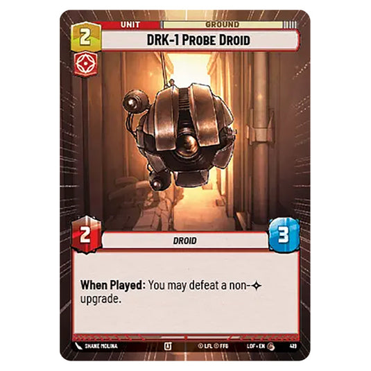 DRK-1 Probe Droid card from the Star Wars Unlimited set Legends of the Force