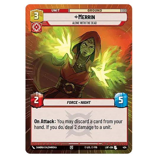 Merrin Alone with the Dead card from the Star Wars Unlimited set Legends of the Force