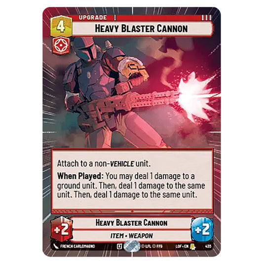 Heavy Blaster Cannon card from the Star Wars Unlimited set Legends of the Force