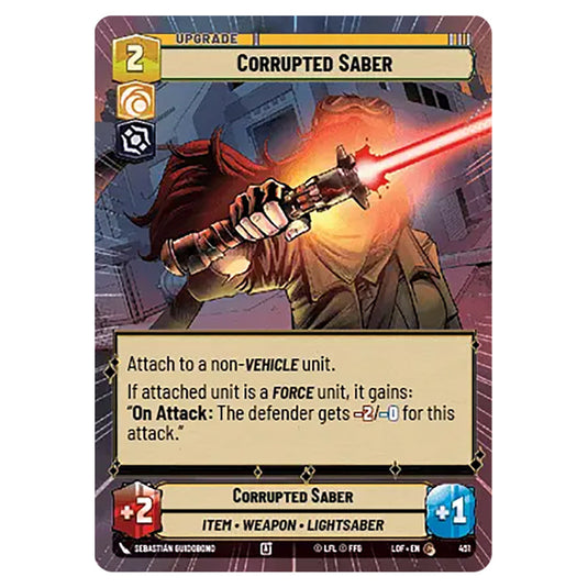 Corrupted Saber card from the Star Wars Unlimited set Legends of the Force