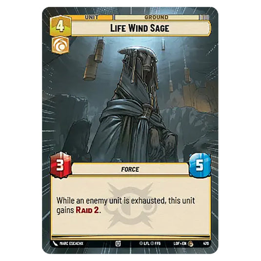 Life Wind Sage card from the Star Wars Unlimited set Legends of the Force