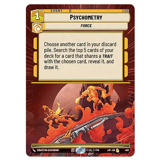 Psychometry card from the Star Wars Unlimited set Legends of the Force