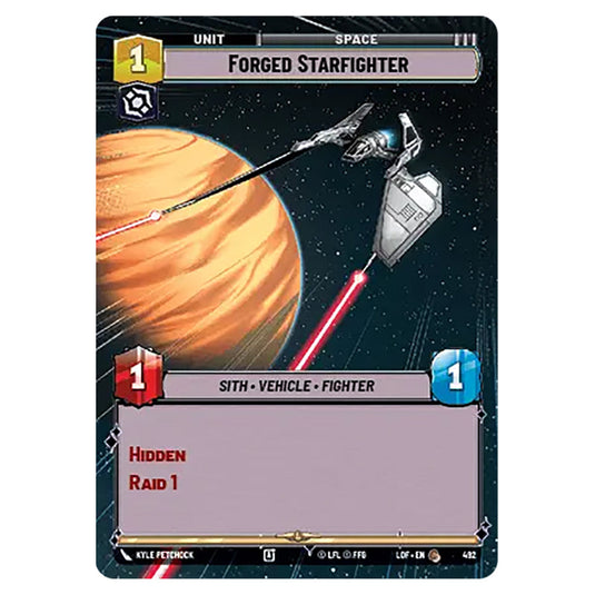 Forged Starfighter card from the Star Wars Unlimited set Legends of the Force