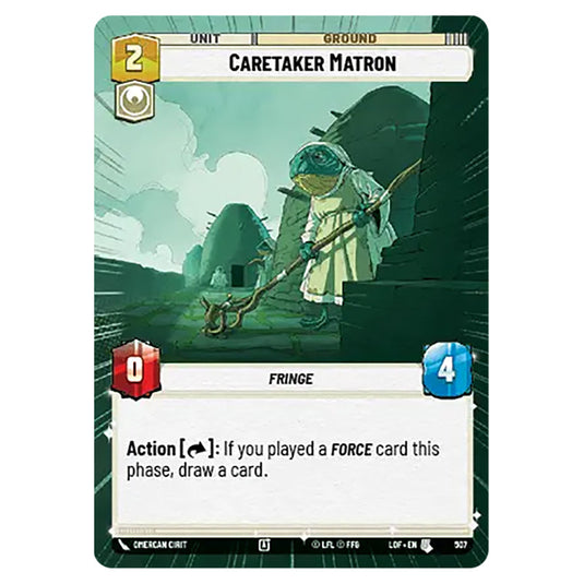 Caretaker Matron card from the Star Wars Unlimited set Legends of the Force