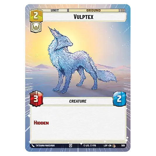 Vulptex card from the Star Wars Unlimited set Legends of the Force