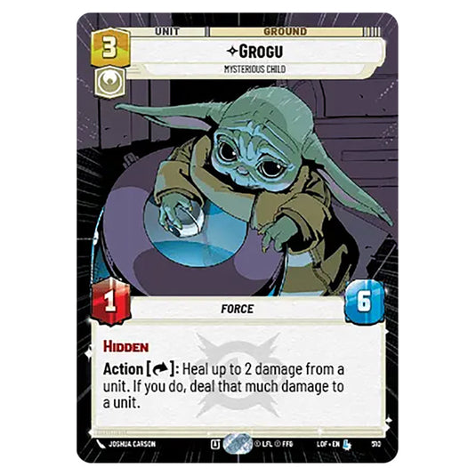 Grogu Mysterious Child card from the Star Wars Unlimited set Legends of the Force