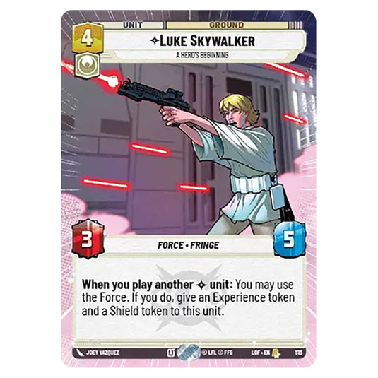 Luke Skywalker A Hero's Beginning card from the Star Wars Unlimited set Legends of the Force