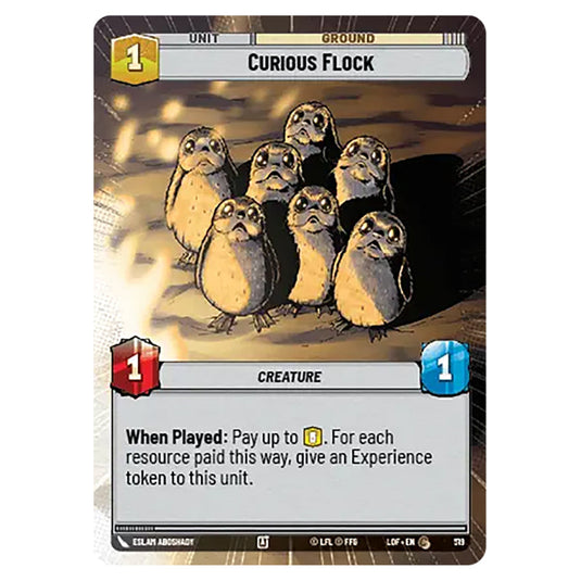 Curious Flock card from the Star Wars Unlimited set Legends of the Force