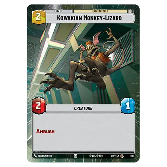 Kowakian Monkey-Lizard card from the Star Wars Unlimited set Legends of the Force