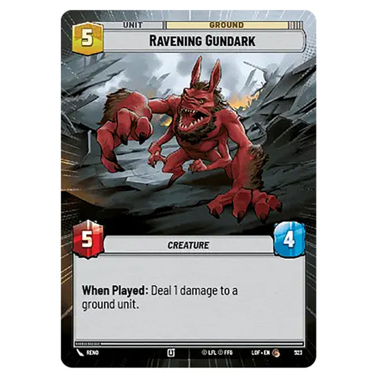Ravening Gundark card from the Star Wars Unlimited set Legends of the Force