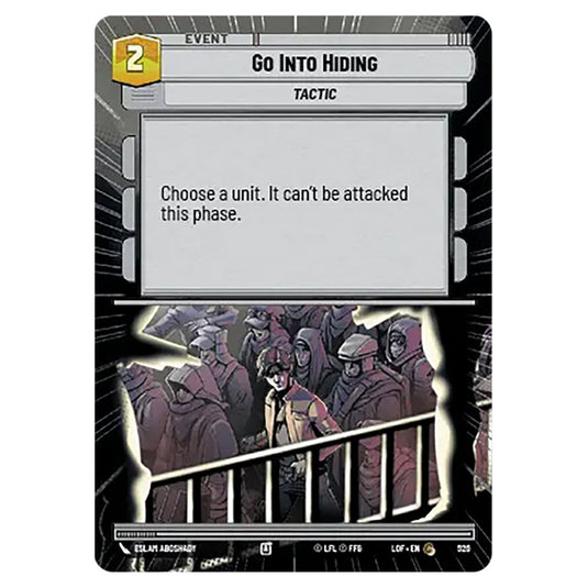Go Into Hiding card from the Star Wars Unlimited set Legends of the Force