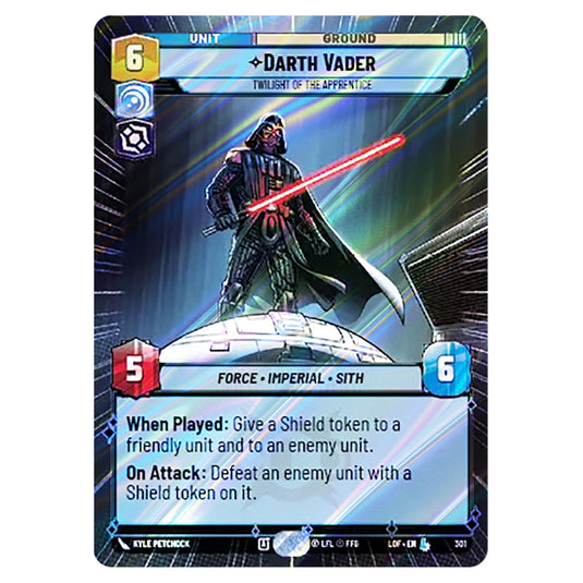 Darth Vader Twilight of the Apprentice card from the Star Wars Unlimited set Legends of the Force