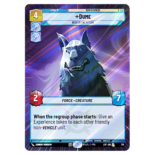 Dume Redeem the Future card from the Star Wars Unlimited set Legends of the Force