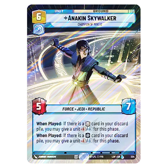 Anakin Skywalker Champion of Mortis card from the Star Wars Unlimited set Legends of the Force