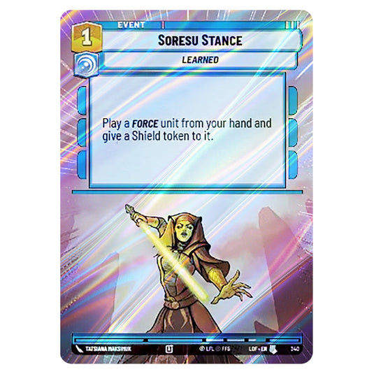 Soresu Stance card from the Star Wars Unlimited set Legends of the Force