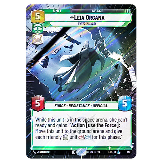 Leia Organa Extraordinary card from the Star Wars Unlimited set Legends of the Force