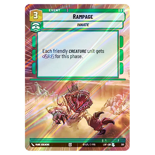 Rampage card from the Star Wars Unlimited set Legends of the Force