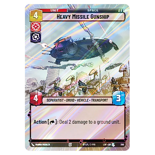 Heavy Missile Gunship card from the Star Wars Unlimited set Legends of the Force