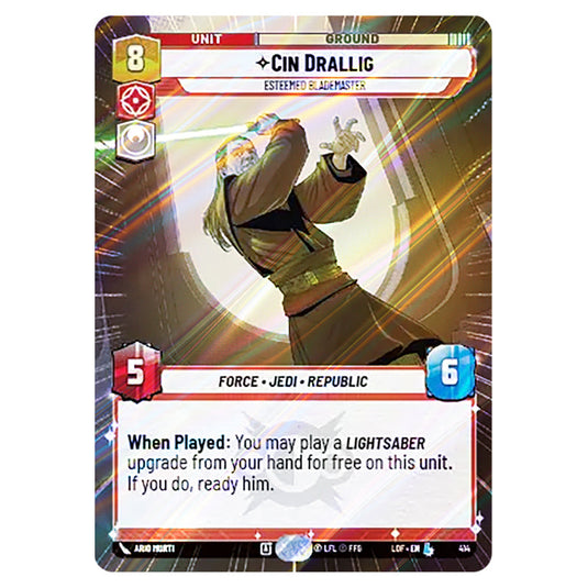 Cin Drallig Esteemed Blademaster card from the Star Wars Unlimited set Legends of the Force