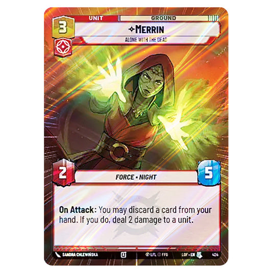 Merrin Alone with the Dead card from the Star Wars Unlimited set Legends of the Force