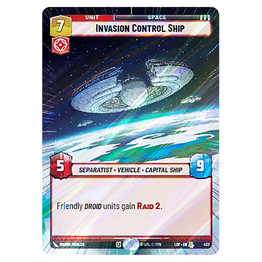 Invasion Control Ship card from the Star Wars Unlimited set Legends of the Force