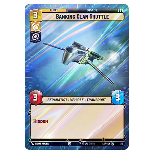 Banking Clan Shuttle card from the Star Wars Unlimited set Legends of the Force