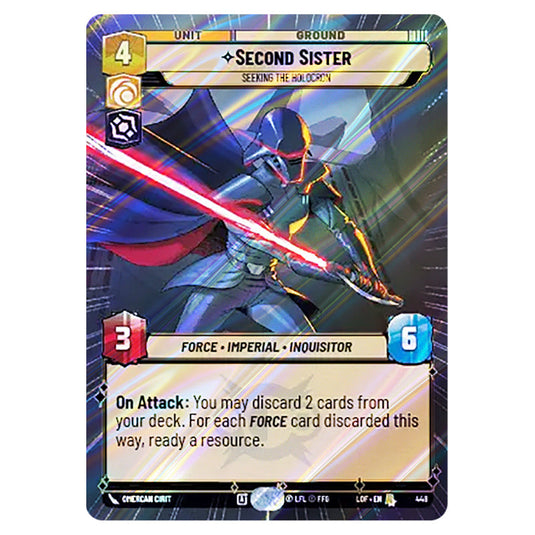Second Sister Seeking the Holocron card from the Star Wars Unlimited set Legends of the Force