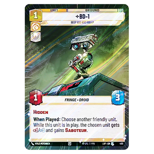 BD-1 Beep Boo Boo Bweep card from the Star Wars Unlimited set Legends of the Force