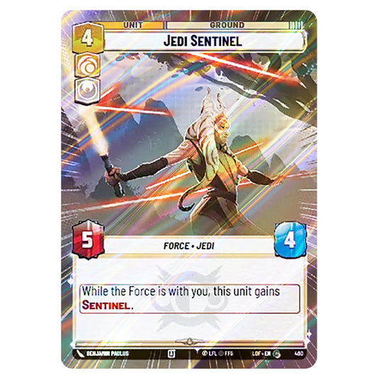 Jedi Sentinel card from the Star Wars Unlimited set Legends of the Force
