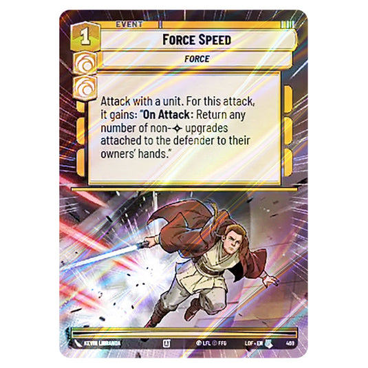 Force Speed card from the Star Wars Unlimited set Legends of the Force