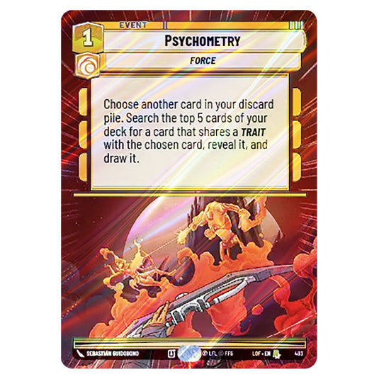 Psychometry card from the Star Wars Unlimited set Legends of the Force