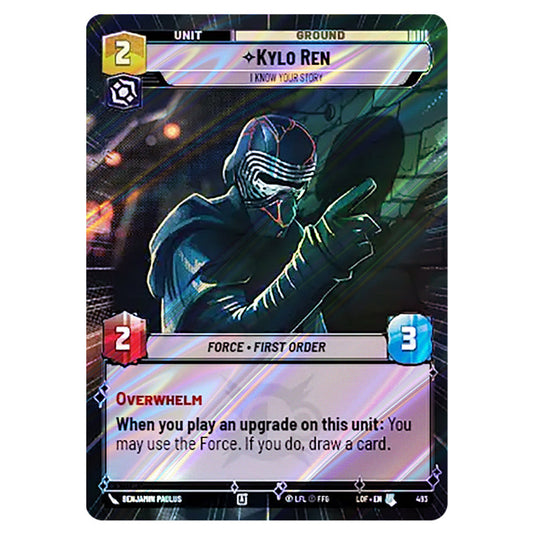 Kylo RenI Know Your Story card from the Star Wars Unlimited set Legends of the Force