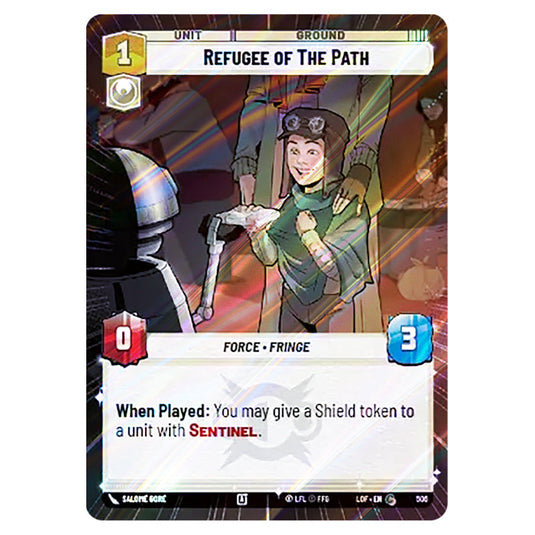 Refugee of The Path card from the Star Wars Unlimited set Legends of the Force