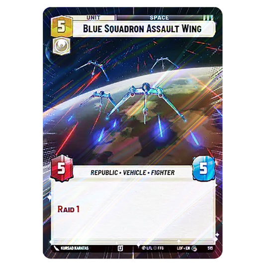 Blue Squadron Assault Wing card from the Star Wars Unlimited set Legends of the Force