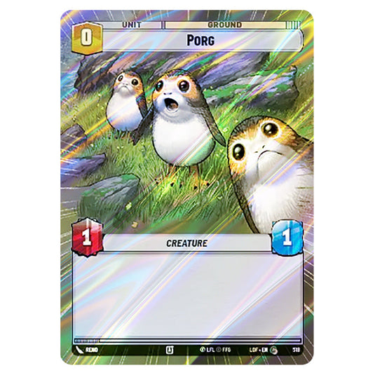 Porg card from the Star Wars Unlimited set Legends of the Force