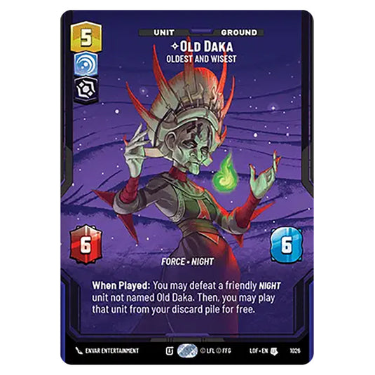 Old Daka Oldest and Wisest card from the Star Wars Unlimited set Legends of the Force